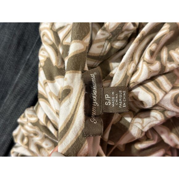 Tommy Bahama Size S/P Taupe White Twist Knot Back Sleeveless Dress Back Keyhole - Picture 7 of 8